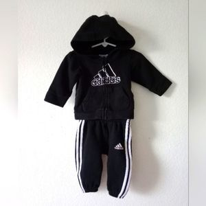 Baby Boy's Adidas Hooded French Terry Jacket Set Black size 3 month